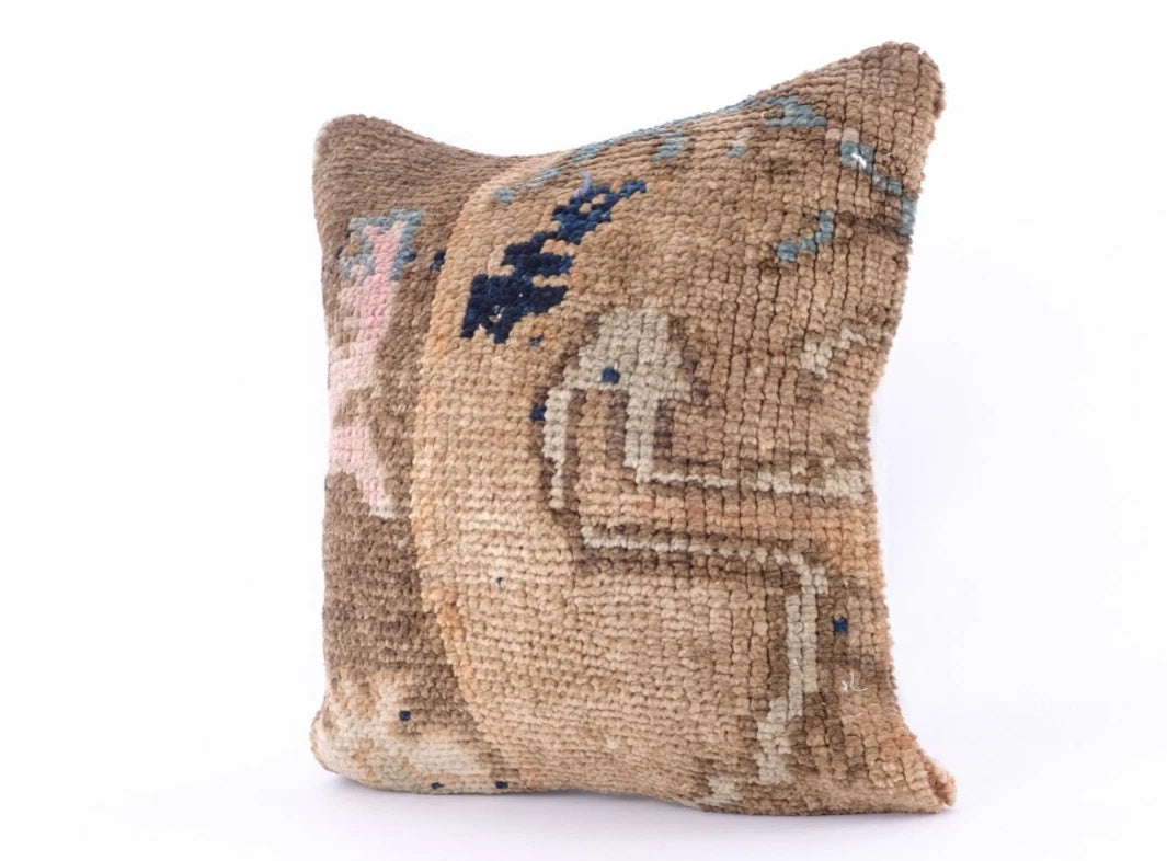 Wool Jute Cushion Cover Throw Indian Vintage Handmade Kilim Rug Pillows