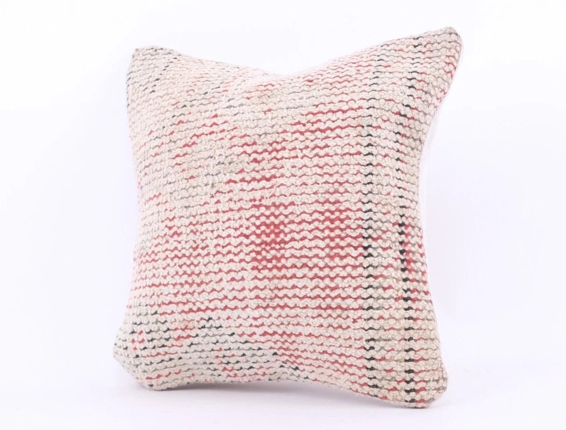 Hand Woven Kilim Rug Pillow Case 14" Vintage Handmade Jute Throw Cushion Cover