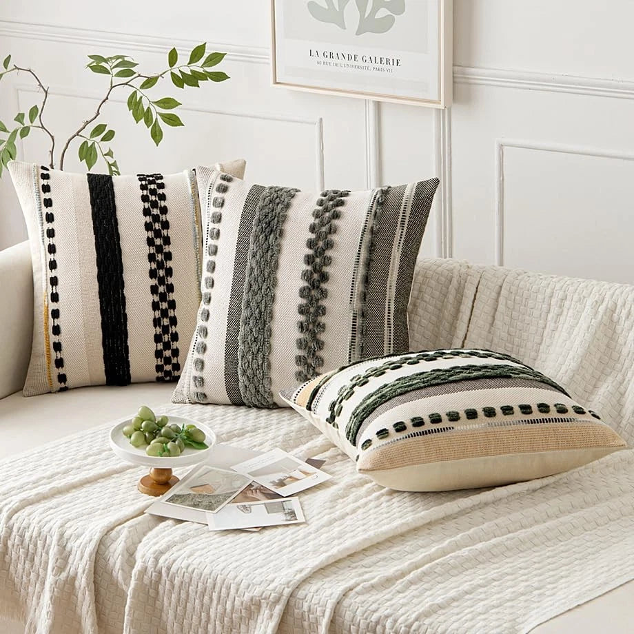 Boho Throw Pillow Covers Set of 2 18x18 Inch 18" x 18" (Pack of 2) Gray