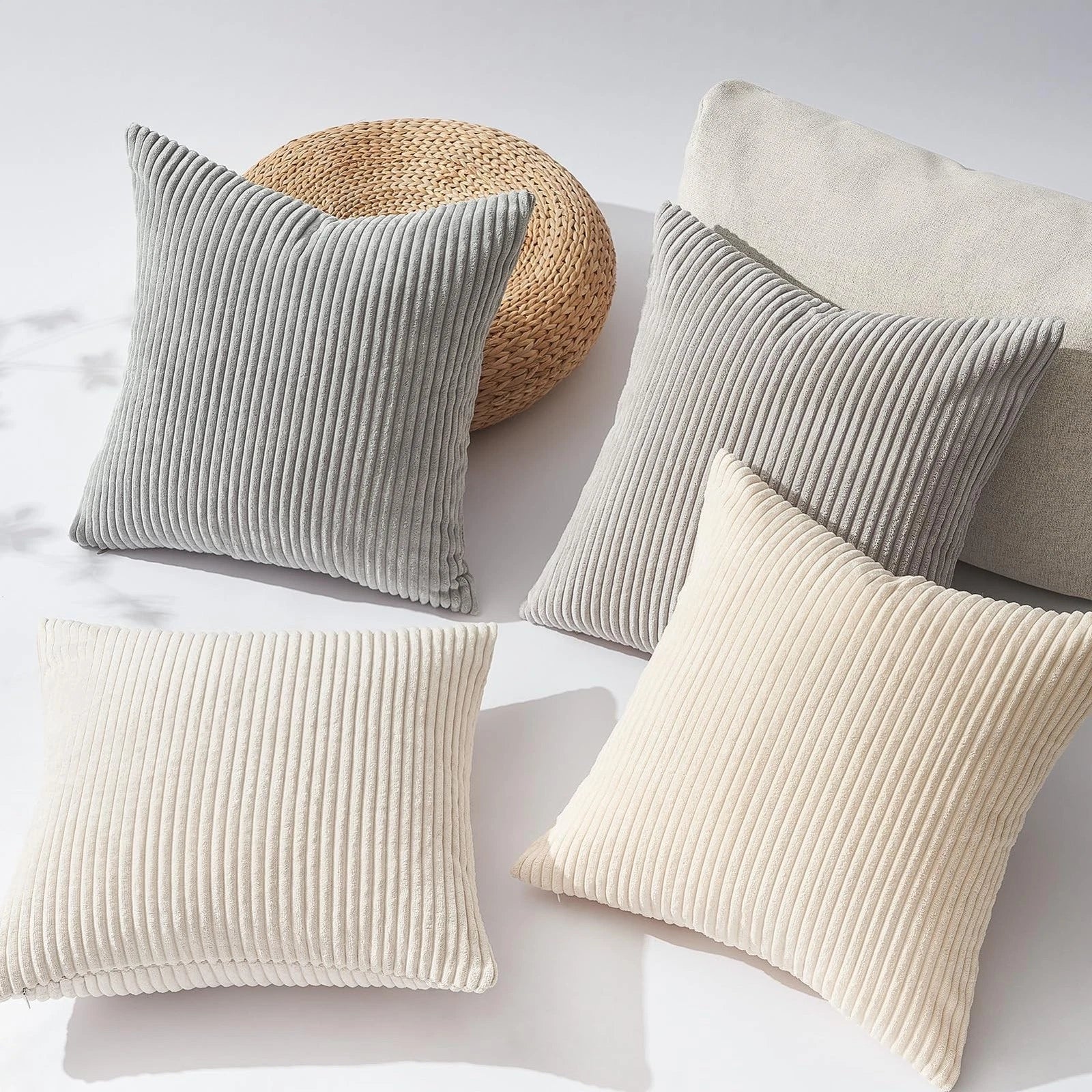 Topfinel 4 Packs Neutral Decorative Throw Pillows Covers 20x20 Inch for Livin...