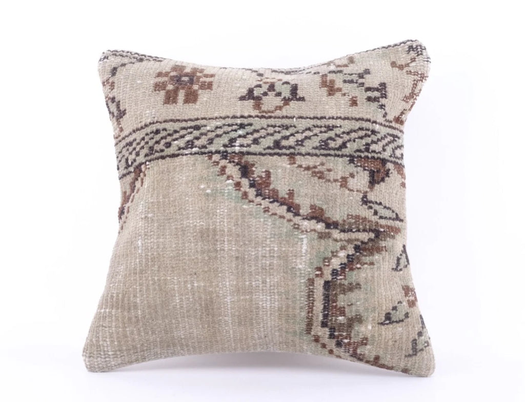 Handmade Square Jute Kilim Cushion Cover Indian Vintage Pillow 16x16 Rug Boho