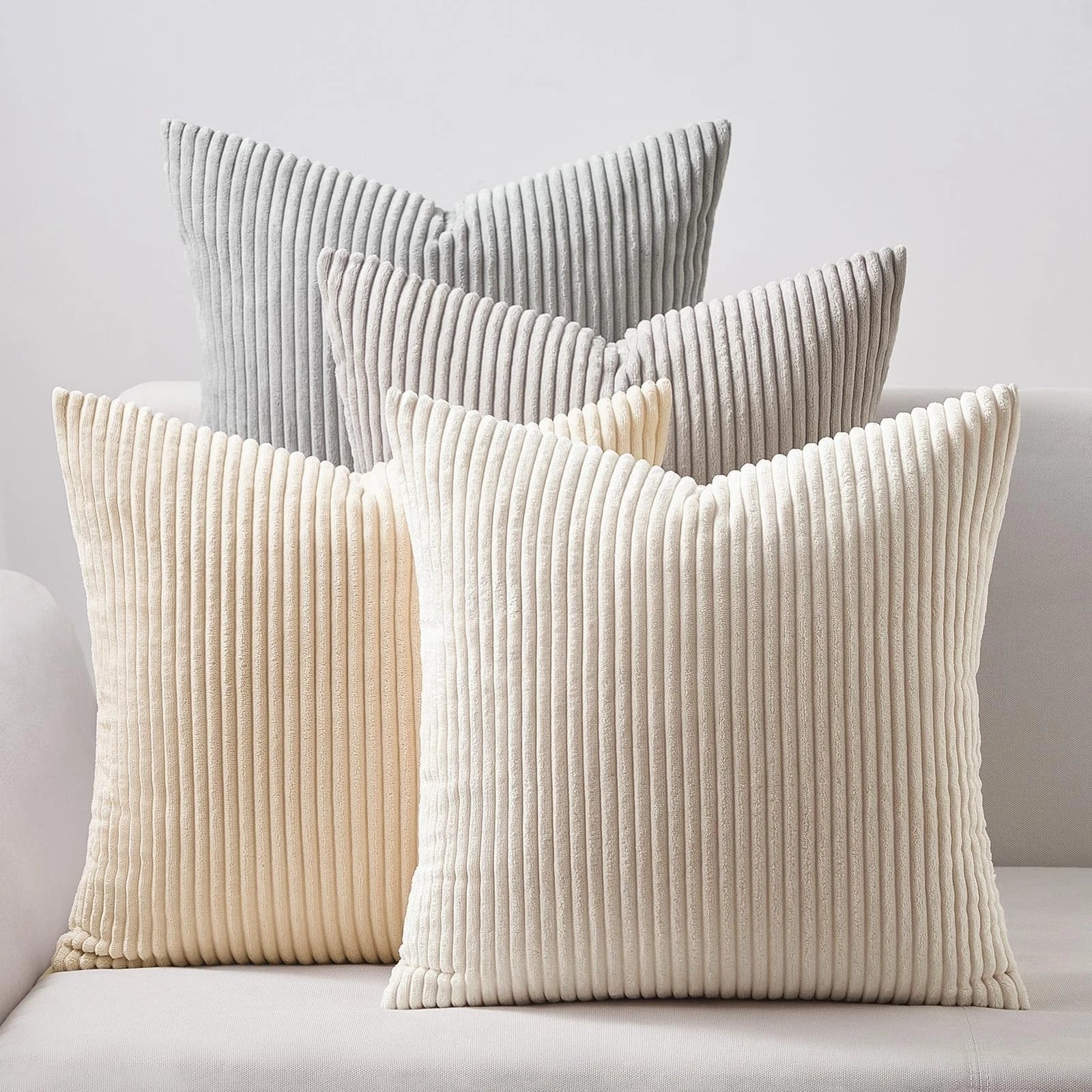 Topfinel 4 Packs Neutral Decorative Throw Pillows Covers 20x20 Inch for Livin...