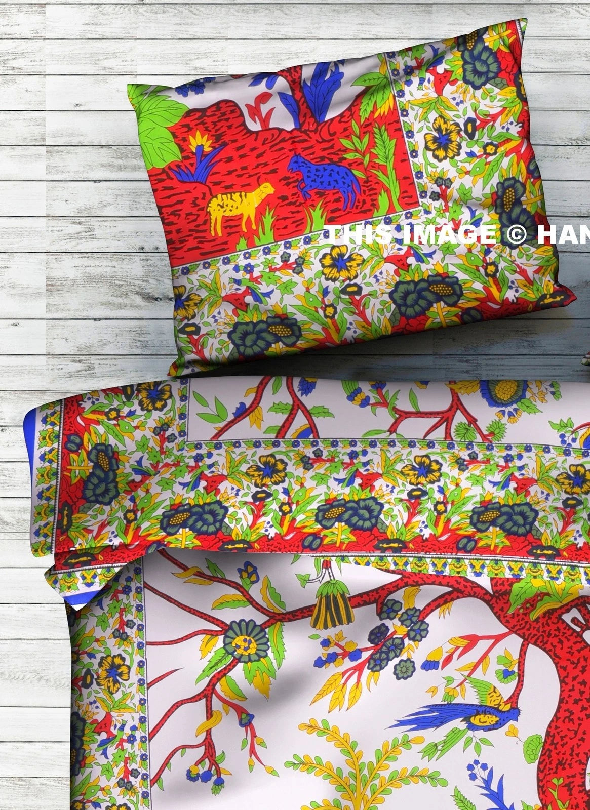 Indian Tree of Life Printed Cushion Pillow Cover Cotton Bedding Sofa Pillow Sham