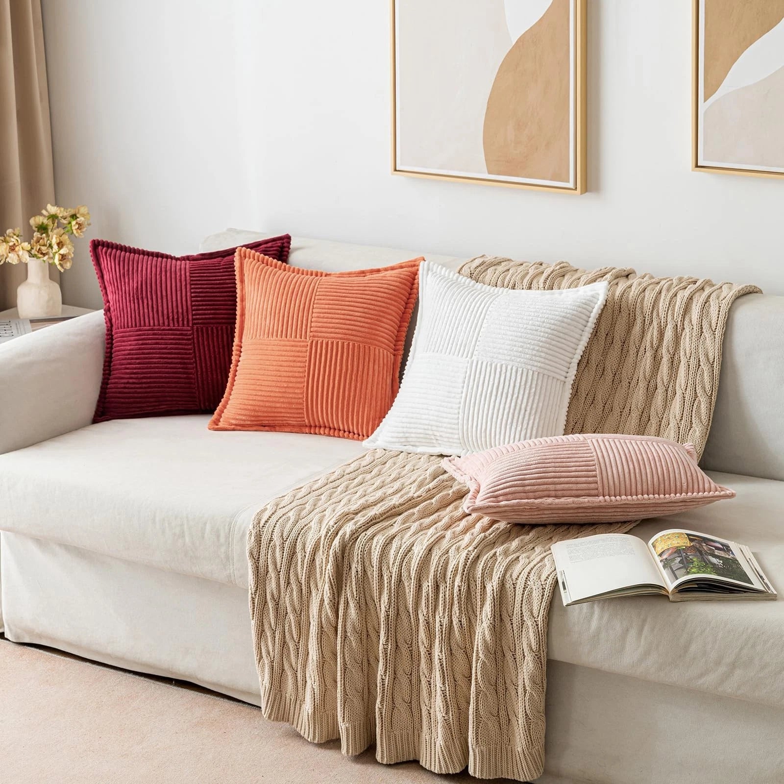 MIULEE Orange Fall Decorative Lumbar Throw Pillow Covers for Couch Bed Living...