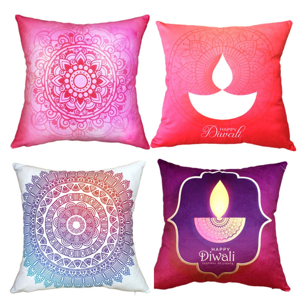 2 Pcs Yoga Pattern Pillowcase Home Decorative Cushion Cover Mandala Diwali