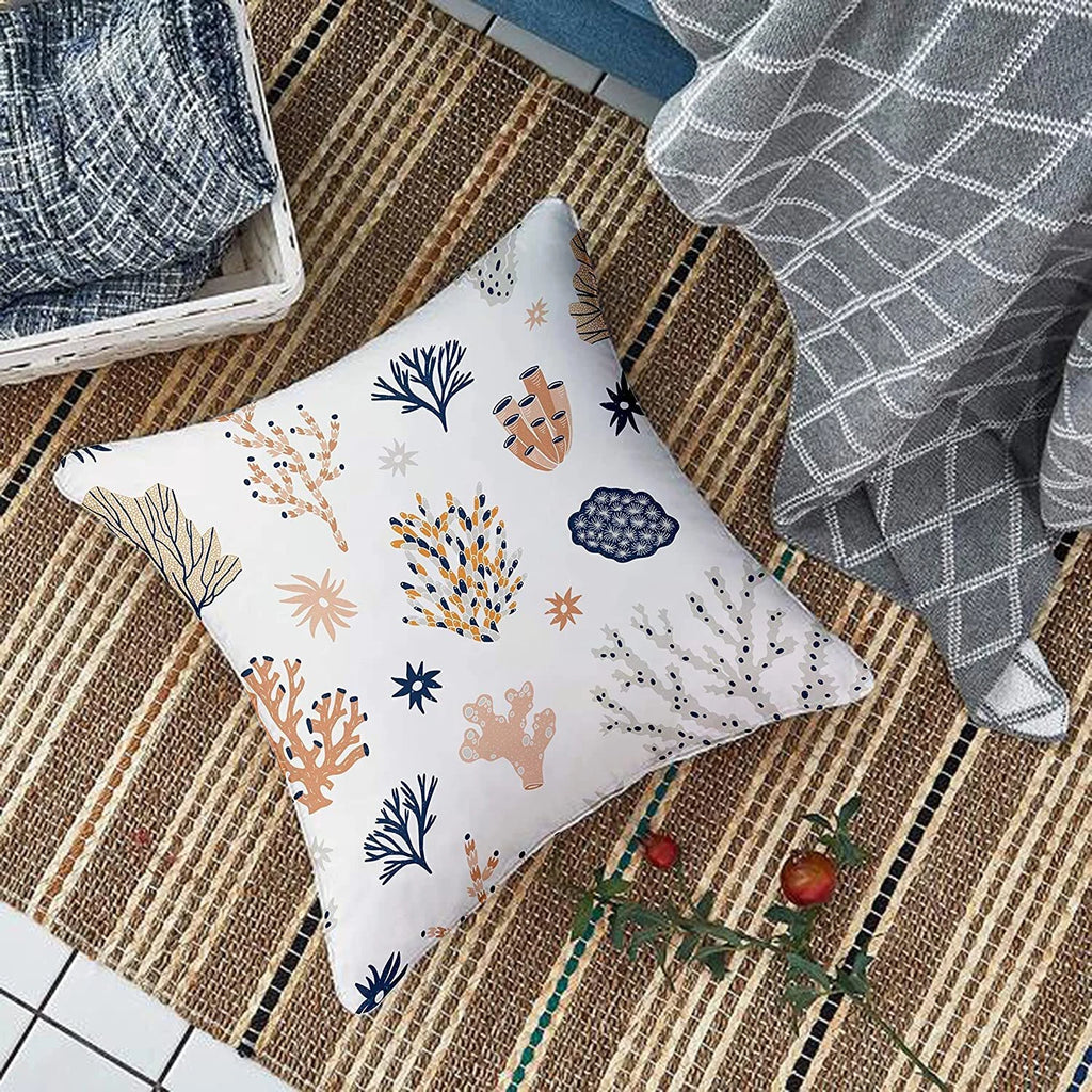 Printed Cotton Canvas Cushion Covers, Set of 5 ( 16 x 16 Inches )