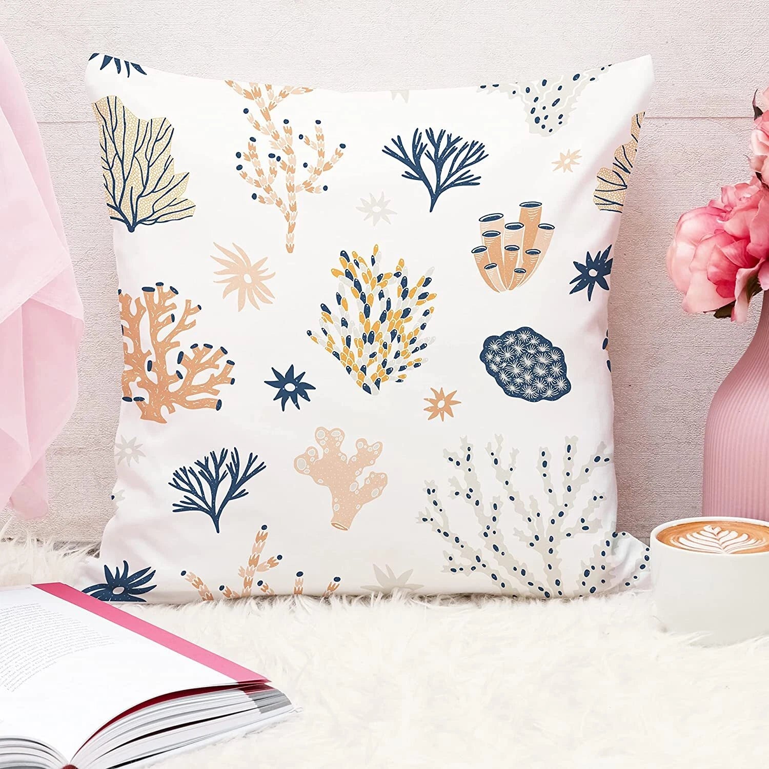 Printed Cotton Canvas Cushion Covers, Set of 5 ( 16 x 16 Inches )