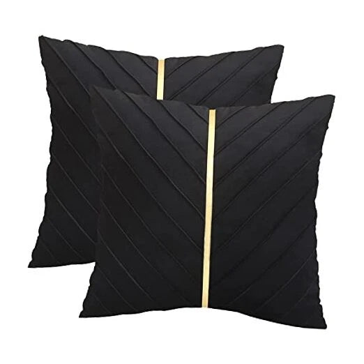 Velvet Throw Pillow Covers 16x16 inch Pack of 2 16" x 16" (Pack of 2) Black