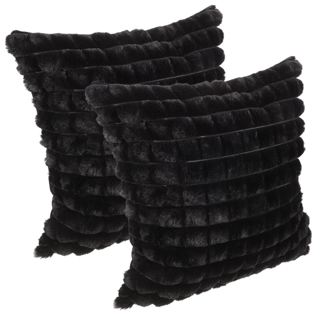 2 Pcs Plush Throw Pillowcase Removable Cushion Cover Travel Couch Covers
