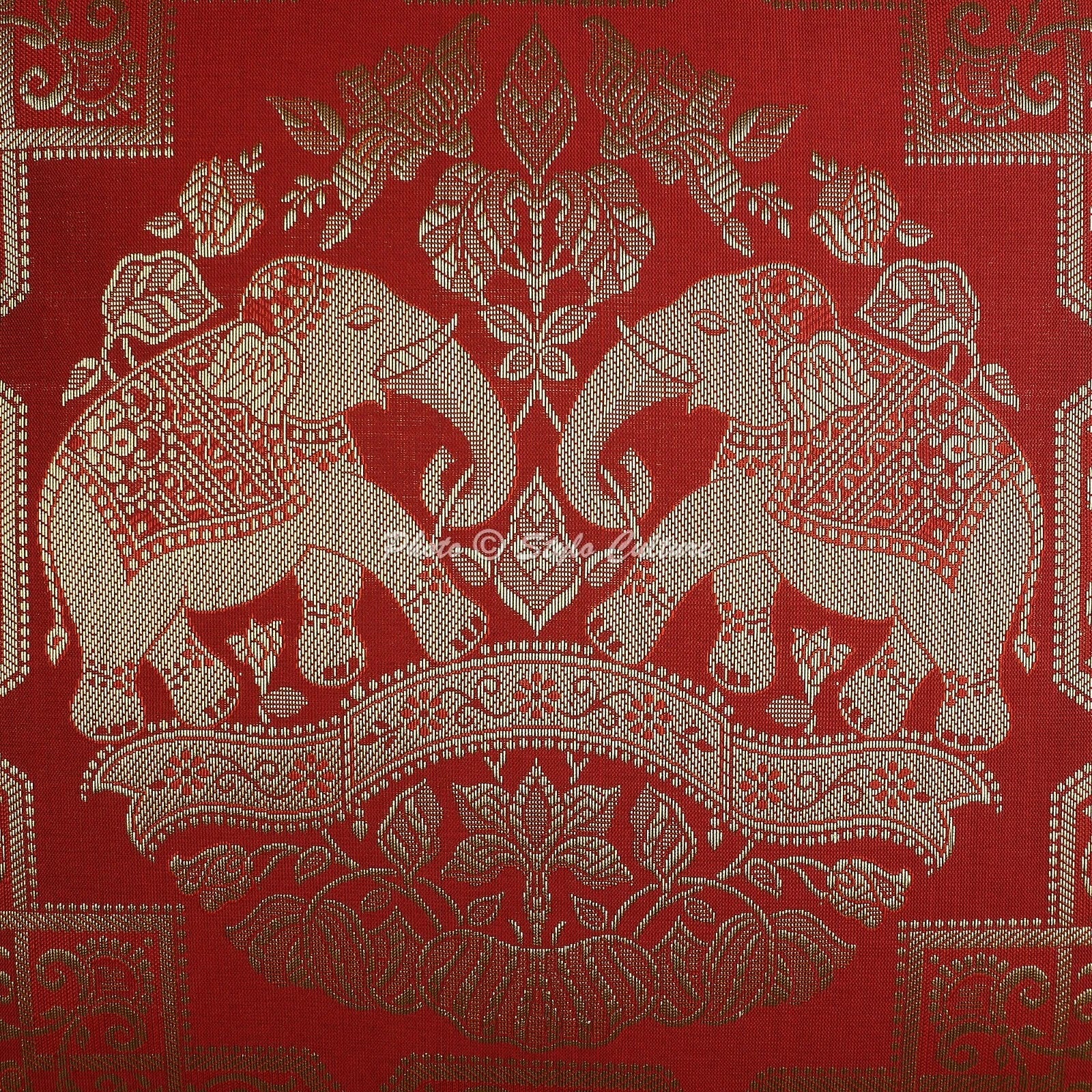Red Cushion Cover Brocade Jacquard Gypsy Boho Tribal Ethnic Hippie Pillow