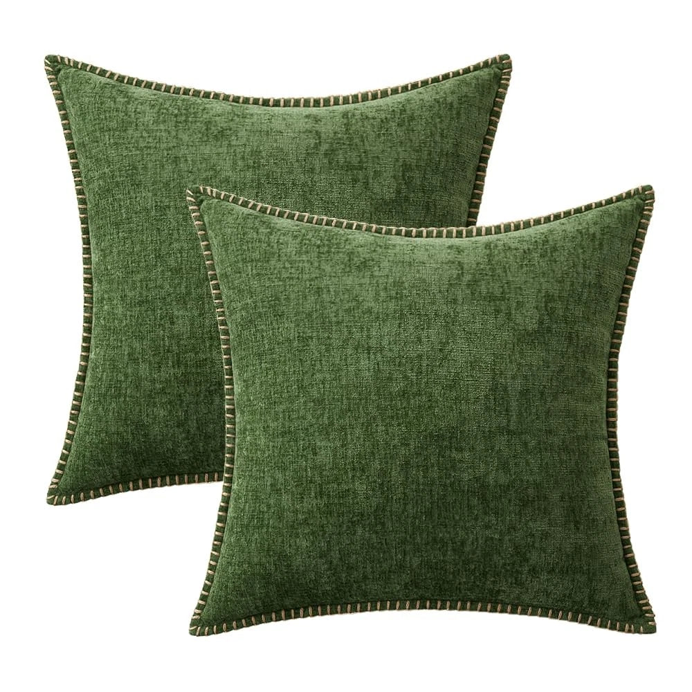 MIULEE Pack of 2 Fall Couch Pillow Covers 18x18 Inch Moss Green Farmhouse Dec...