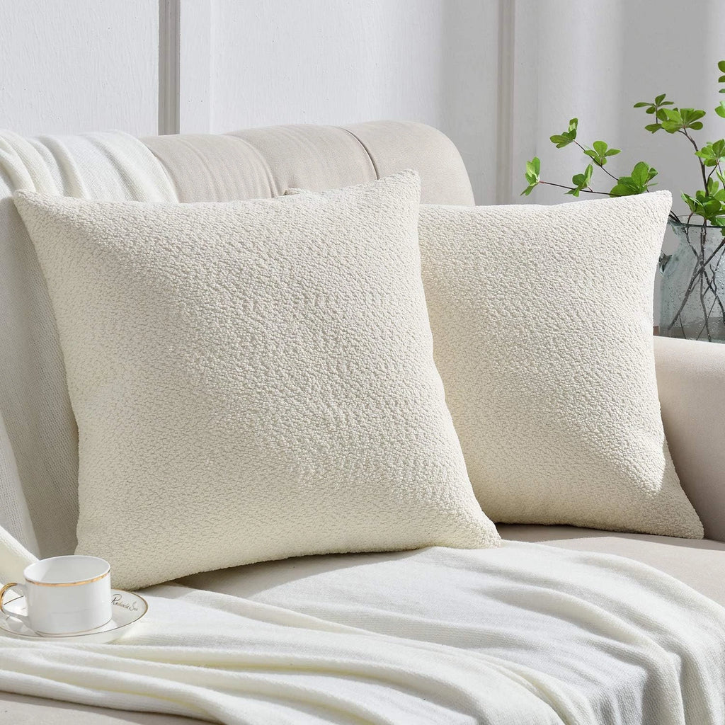 Set of 2 Cozy Fine Textured Throw Pillow Covers, Decorative Elegant Accent Pillo