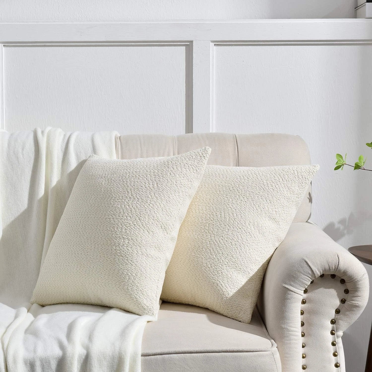 Set of 2 Cozy Fine Textured Throw Pillow Covers, Decorative Elegant Accent Pillo
