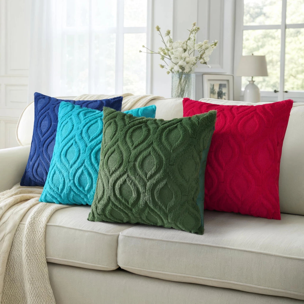 decorUhome Throw Pillow Covers 22x22 Inch Set of 2, Soft Plush Faux Wool Turq...
