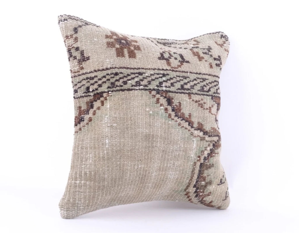 Handmade Square Jute Kilim Cushion Cover Indian Vintage Pillow 16x16 Rug Boho