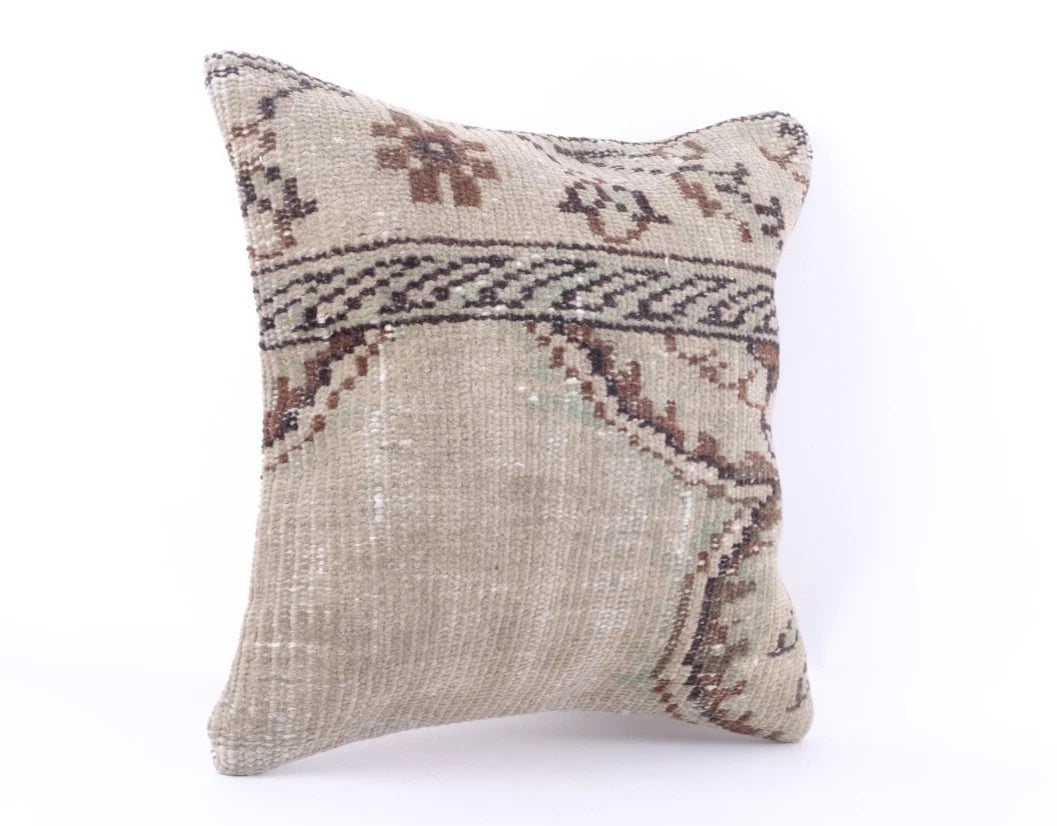Handmade Square Jute Kilim Cushion Cover Indian Vintage Pillow 16x16 Rug Boho