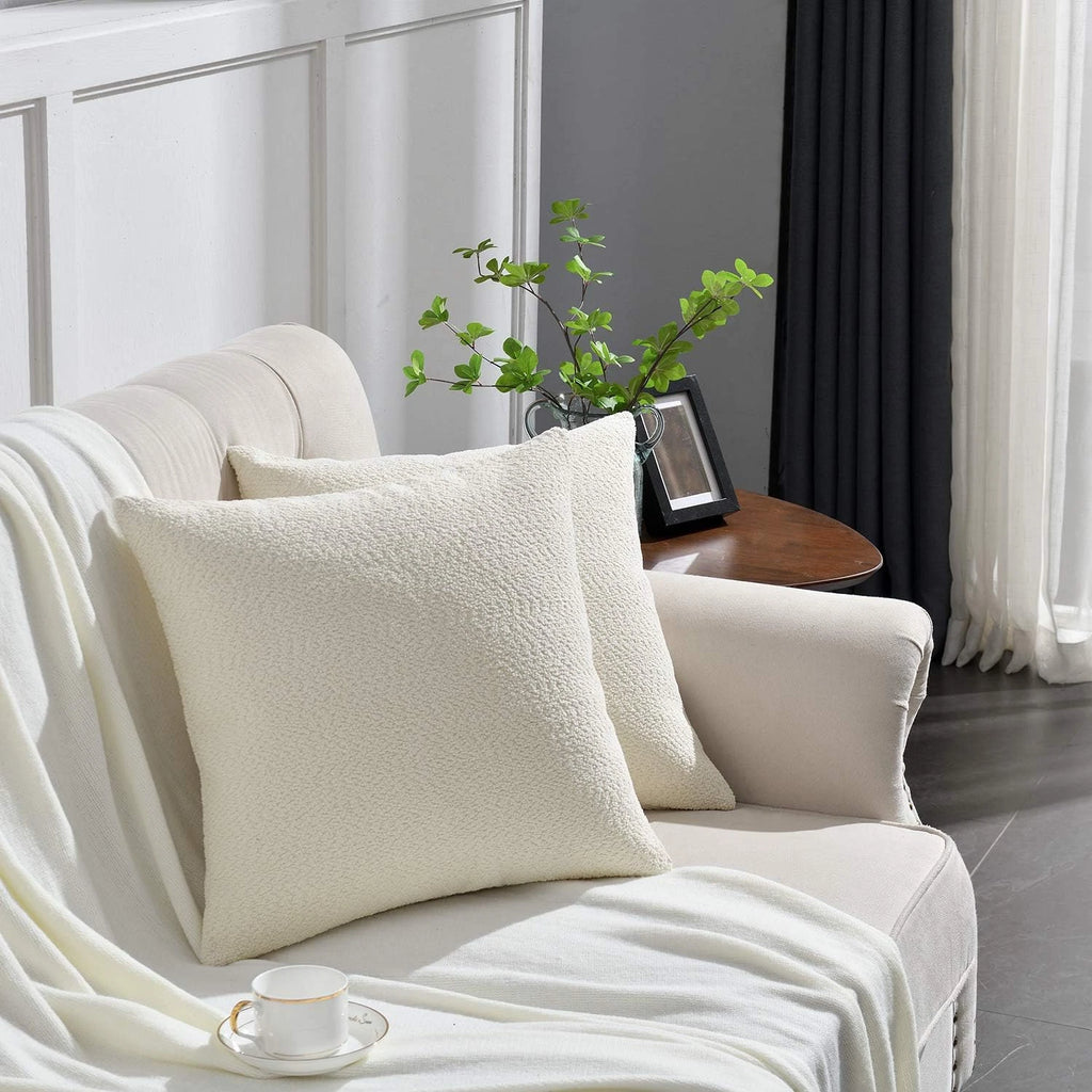 Set of 2 Cozy Fine Textured Throw Pillow Covers, Decorative Elegant Accent Pillo