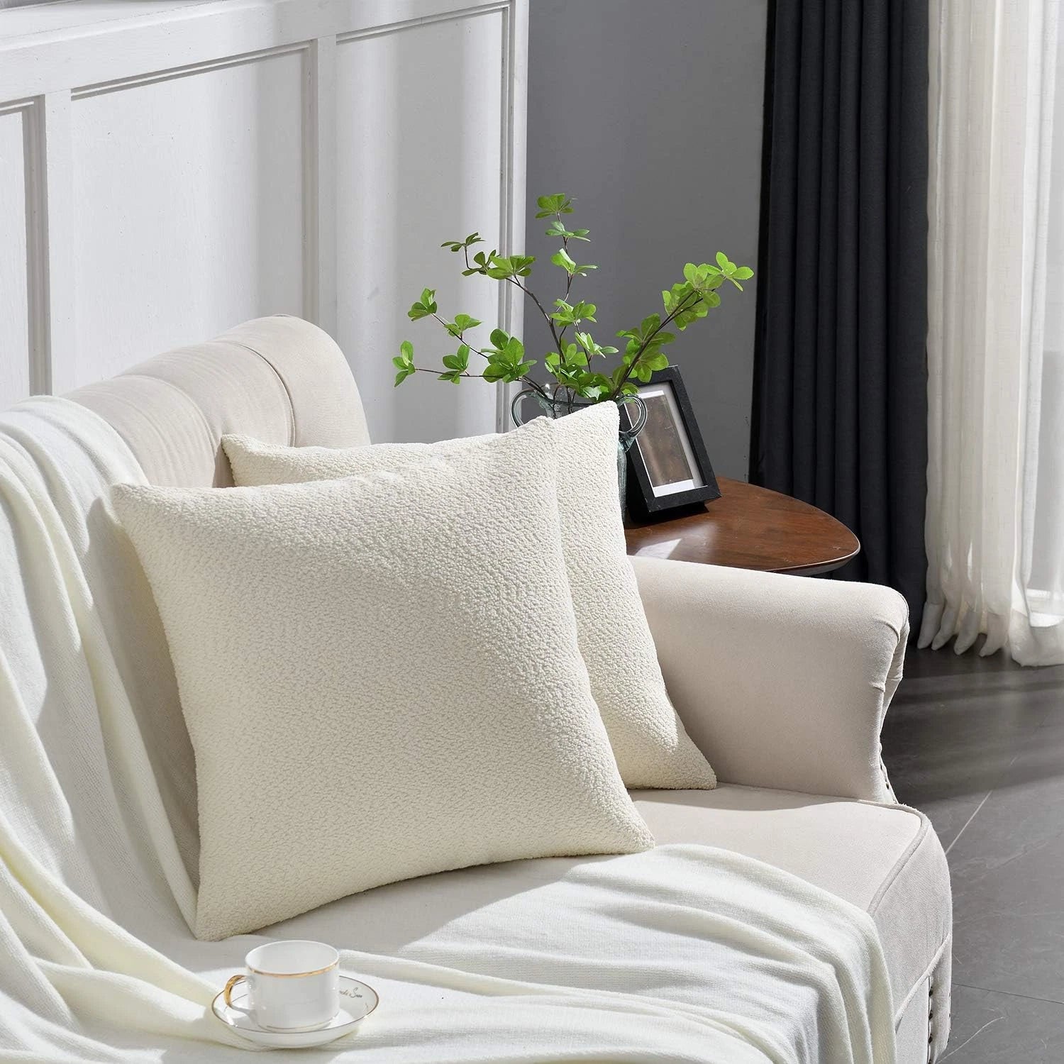 Set of 2 Cozy Fine Textured Throw Pillow Covers, Decorative Elegant Accent Pillo