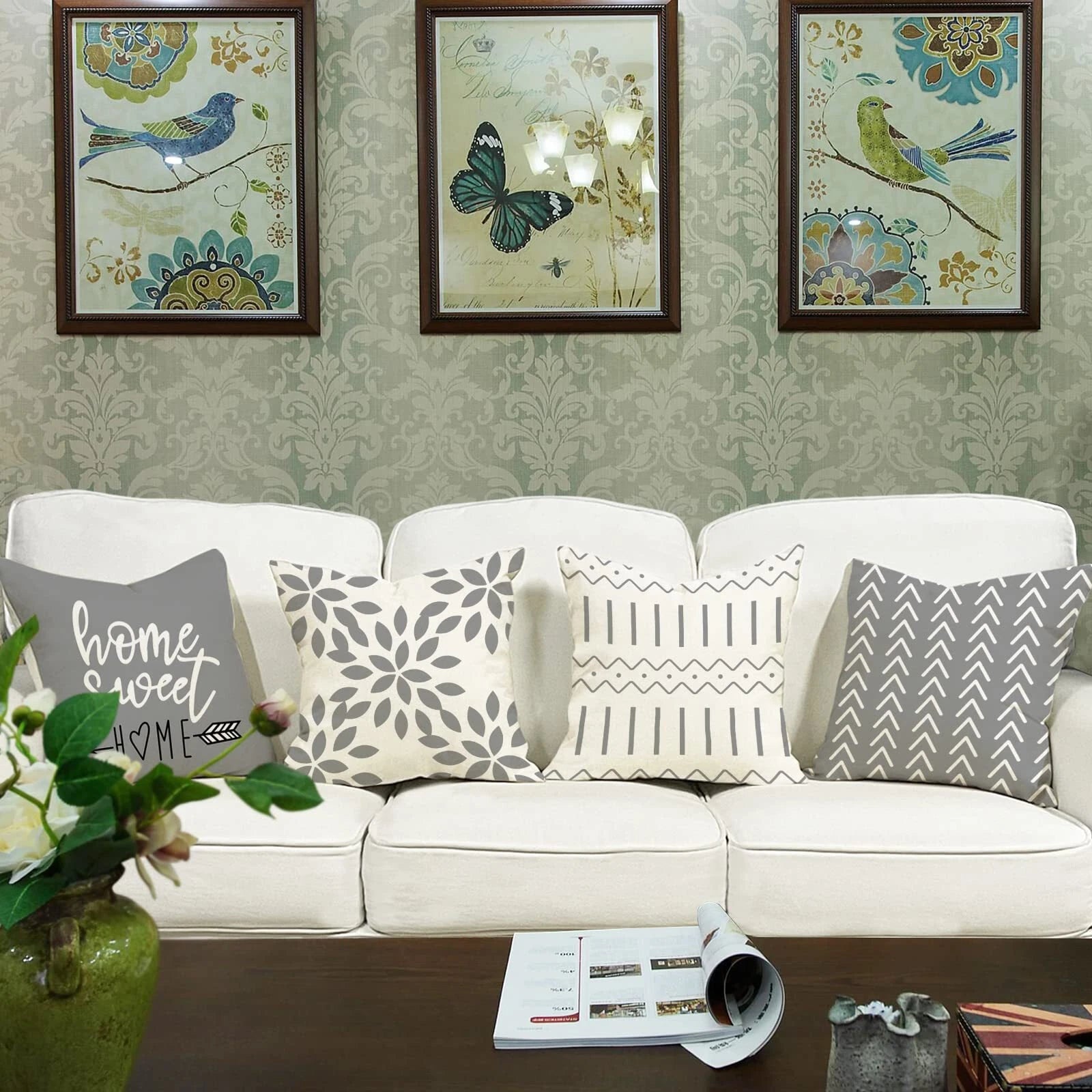 Pillow Covers 20x20 Modern Sofa Throw Pillow Cover Decorative Outdoor Linen F...