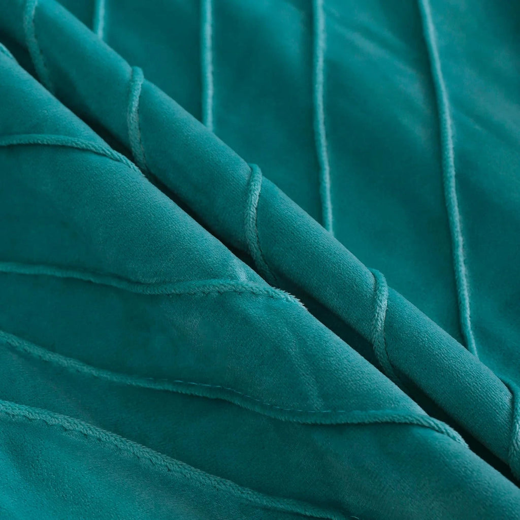 Tosleo Aqua Green Velvet Throw Pillow Covers 16X16 Inch Pack of 2 with Gold Leat