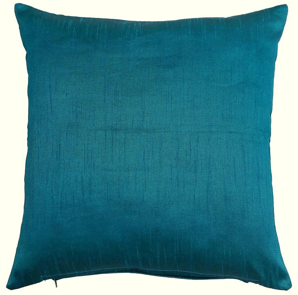 Ethnic 16 " Indian Decor Dupioni Brocade Silk Pillow/Cushion Throw Cover Teal