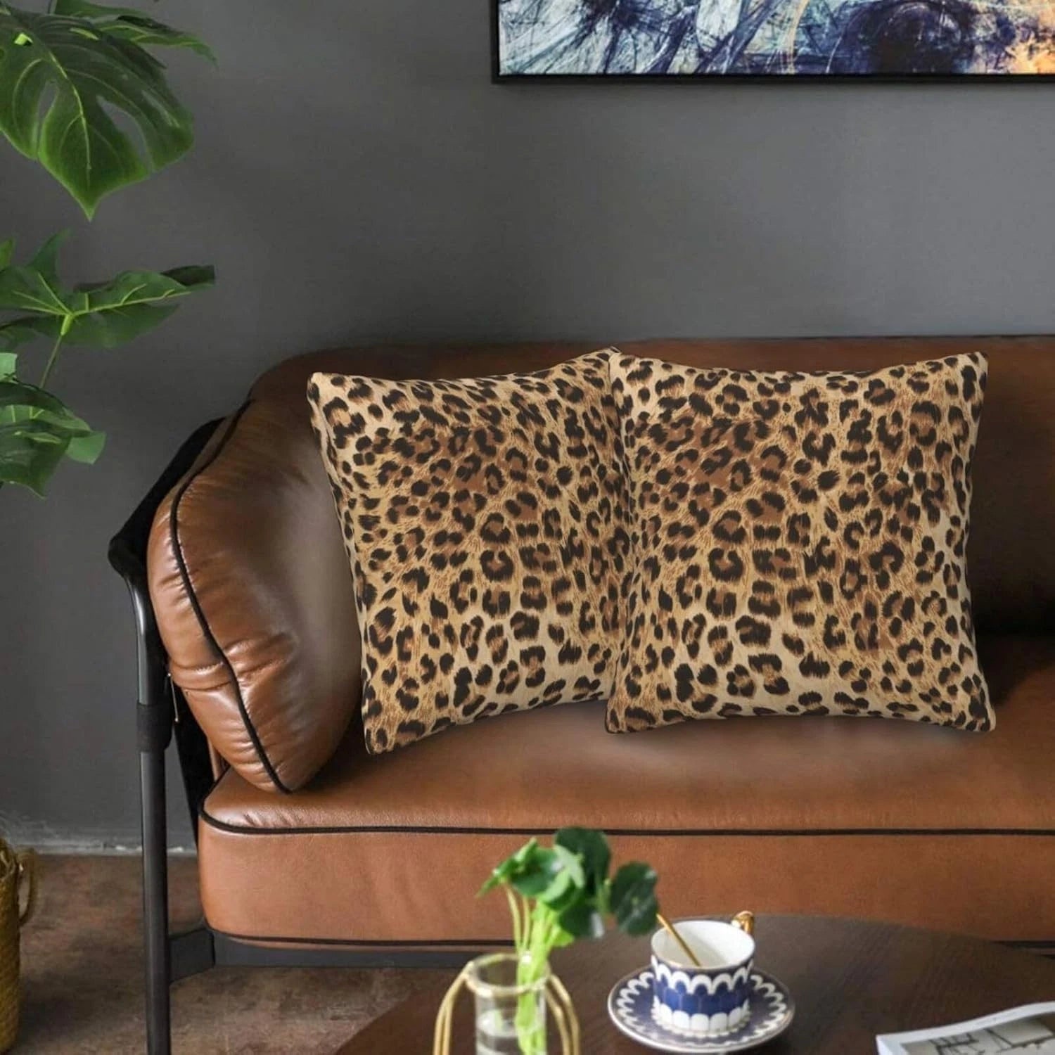 Leopard Print Pillow Covers 18x18 in Couch 18 x 18 (Pack of 2),