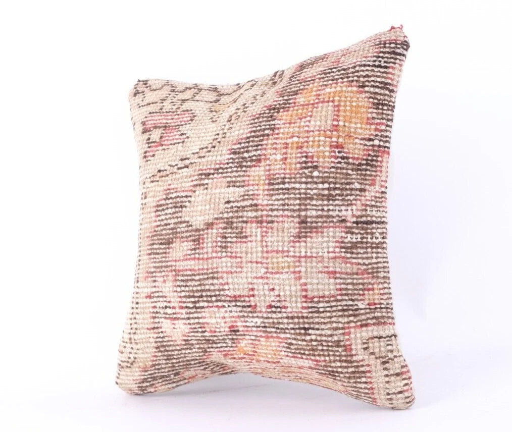 Vintage Handmade Turkish Wool/Cotton Kilim Pillow Cover Cushion Cover 16''x16''