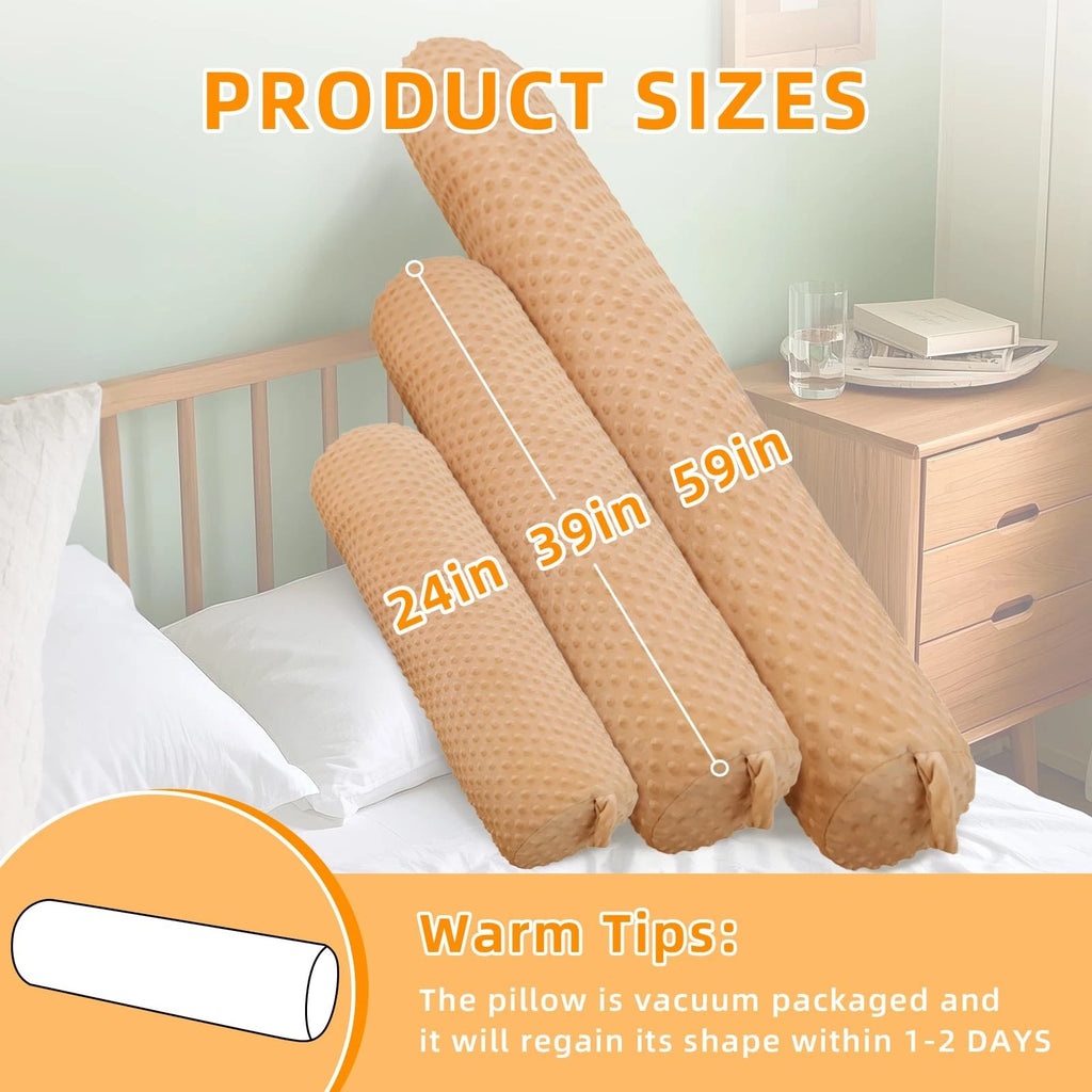 Long Bolster Pillows for Bed Queen Fluffy Round Body Pillow for Adults with R...