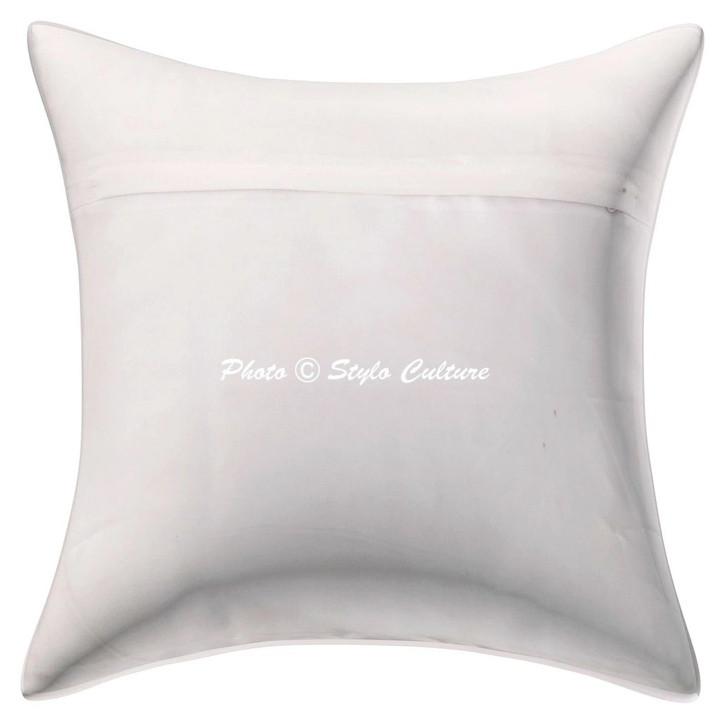 Indian Decor Brocade Sofa Cushion Cover White Decorative Elephant Pillow Cover