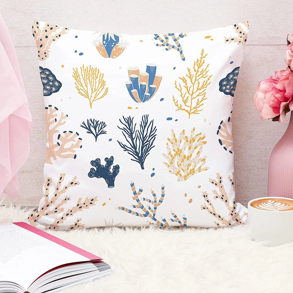 Printed Cotton Canvas Cushion Covers, Set of 5 ( 16 x 16 Inches )