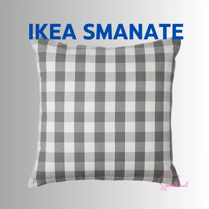 IKEA SMANATE 20x20 Checker Gray White Cushion Cover Couch Bed- Rare Discontinued
