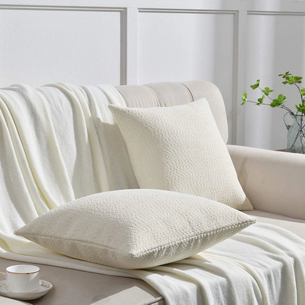 Set of 2 Cozy Fine Textured Throw Pillow Covers, Decorative Elegant Accent Pillo