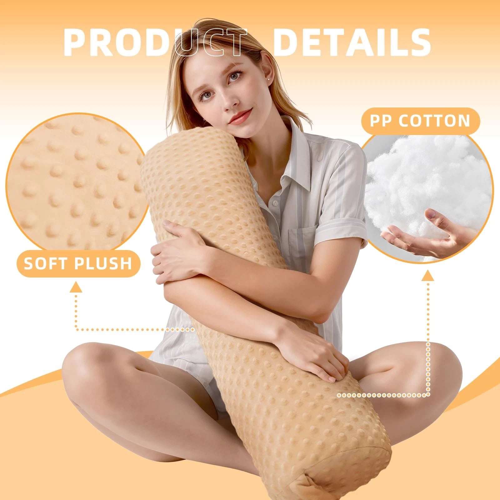 Long Bolster Pillows for Bed Queen Fluffy Round Body Pillow for Adults with R...