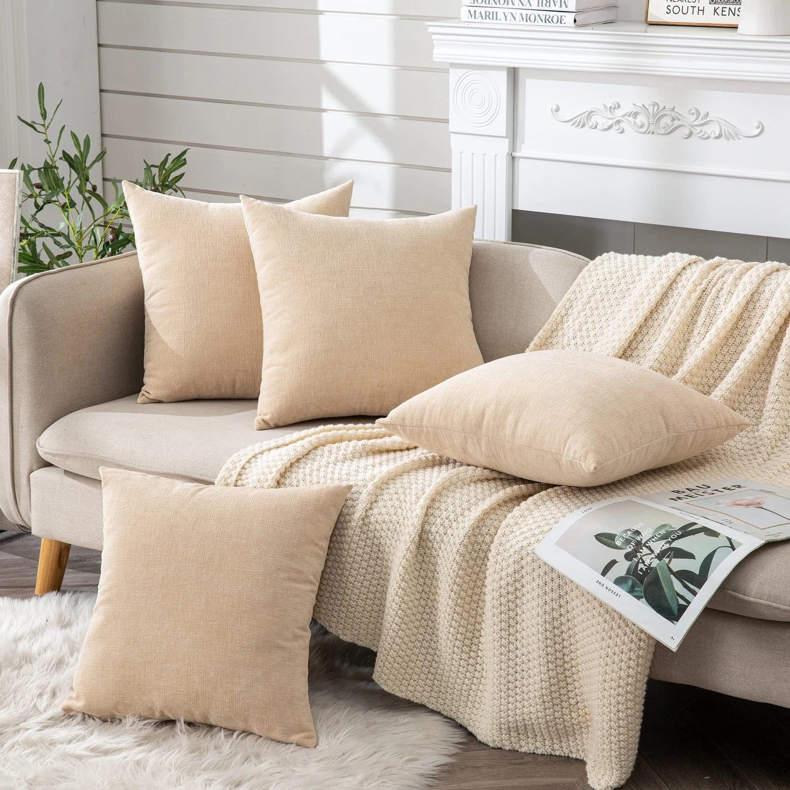 GAWAMAY Decorative Square Throw Pillow Covers 18"x18" Inch Set of 4, Super So...