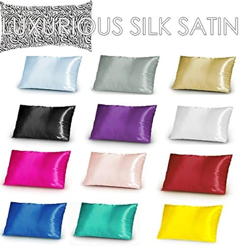Pack of 2,Silky Soft Satin Solid Cushion Cover Pillow Cover Pillowcase Pillow So