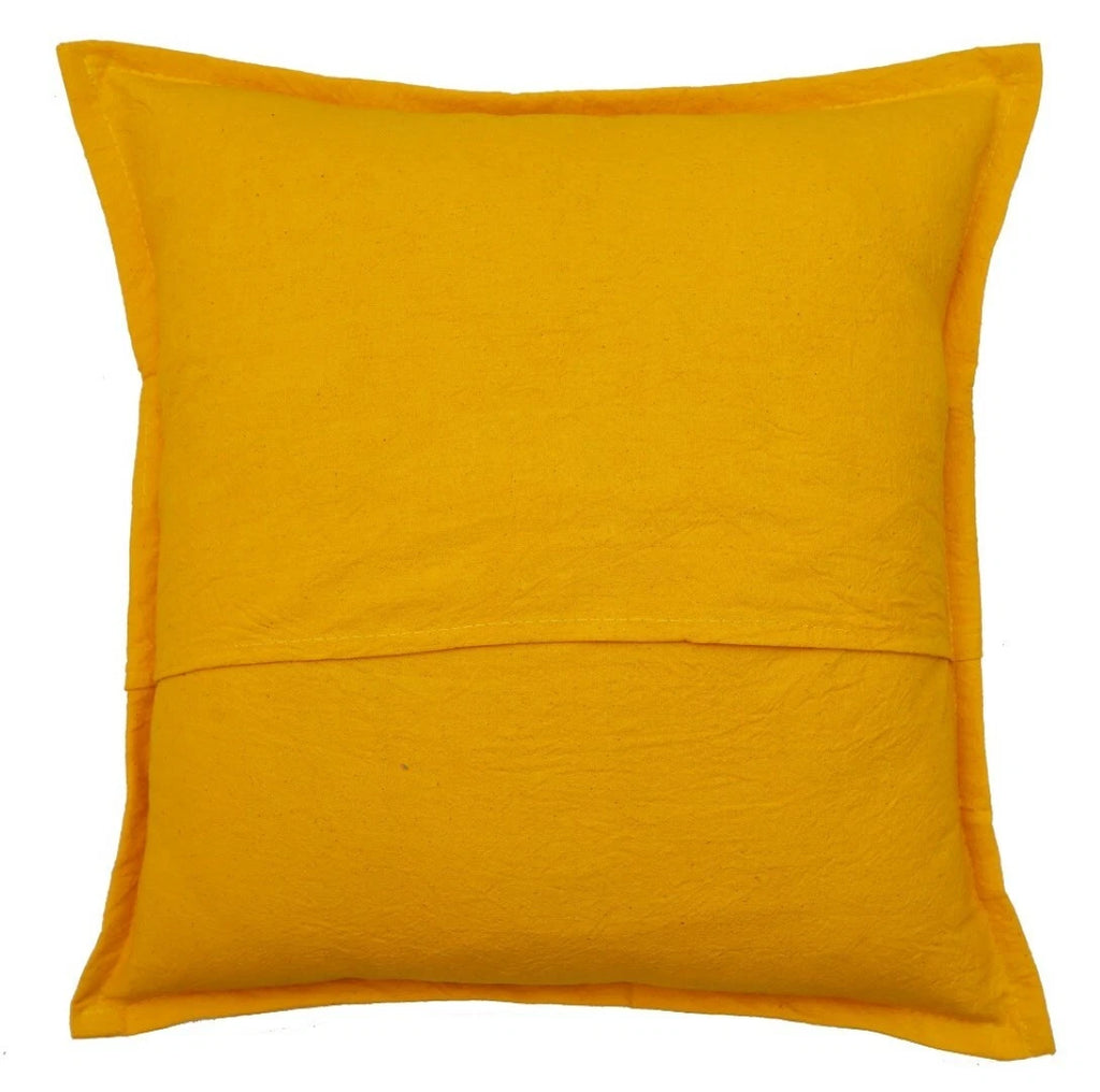 16" Decorative Mirror Embroidered Pucca Cushion Pillow-Cover Sofa Throw Yellow