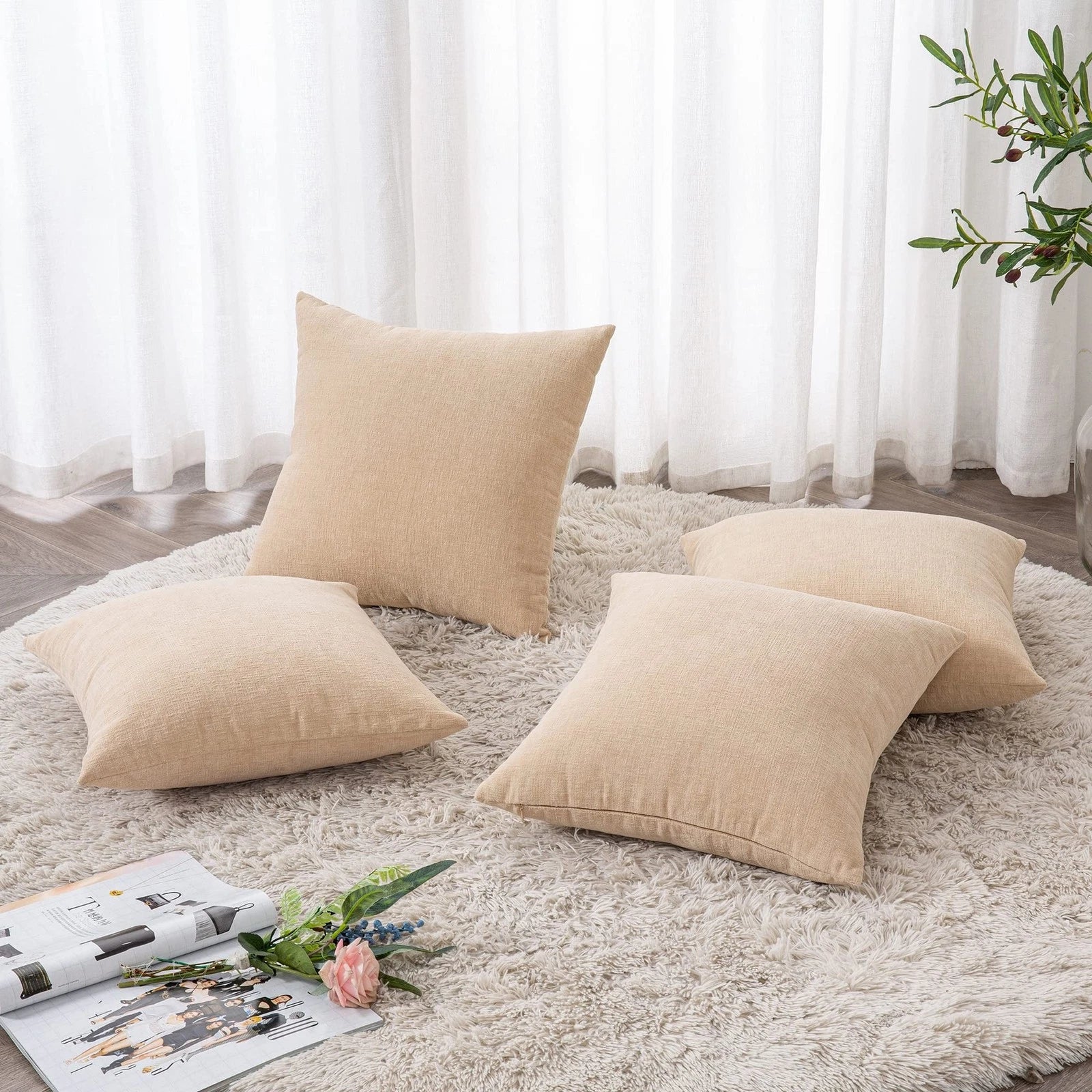 GAWAMAY Decorative Square Throw Pillow Covers 18"x18" Inch Set of 4, Super So...
