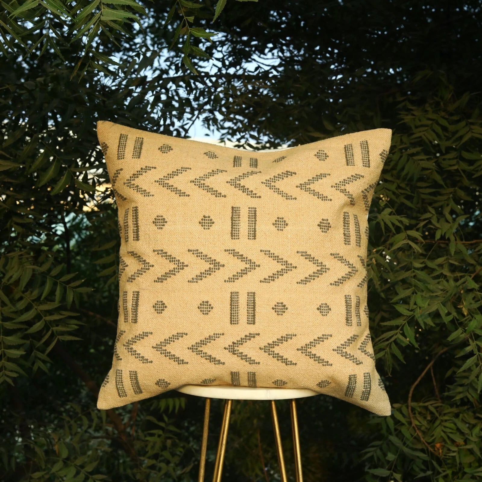 Moroccan style Sabra pillow cover elegant yellow cushion cover for outdoor decor