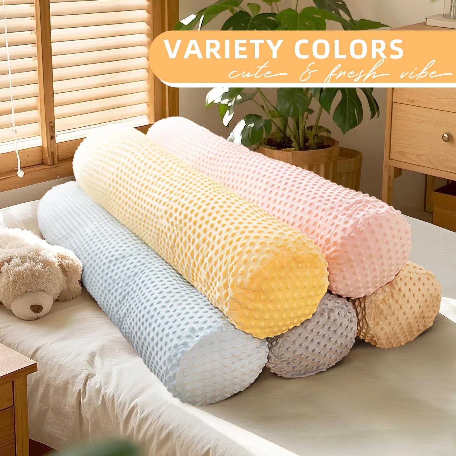 Long Bolster Pillows for Bed Queen Fluffy Round Body Pillow for Adults with R...