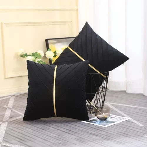 Velvet Throw Pillow Covers 16x16 inch Pack of 2 16" x 16" (Pack of 2) Black