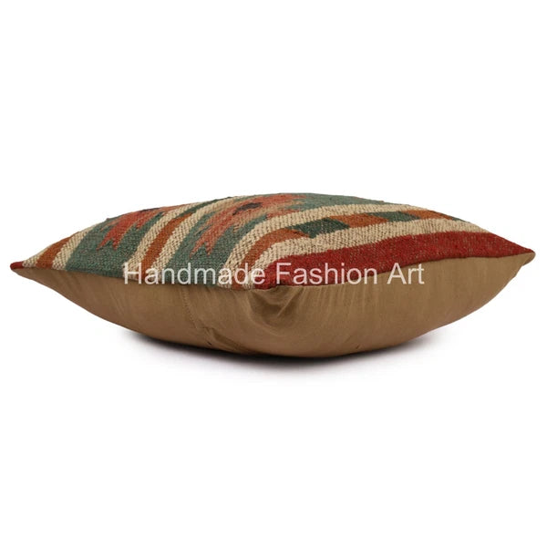 Handmade Kilim Jute Throw Cushion Cover Vintage Jute Rug Pillow Case 40x40 cm
