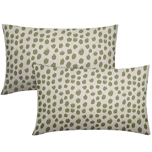 Sage Green Cream Pillow Covers 12x20 Set of 2 Boho 12x20 inch Sage Green Dots