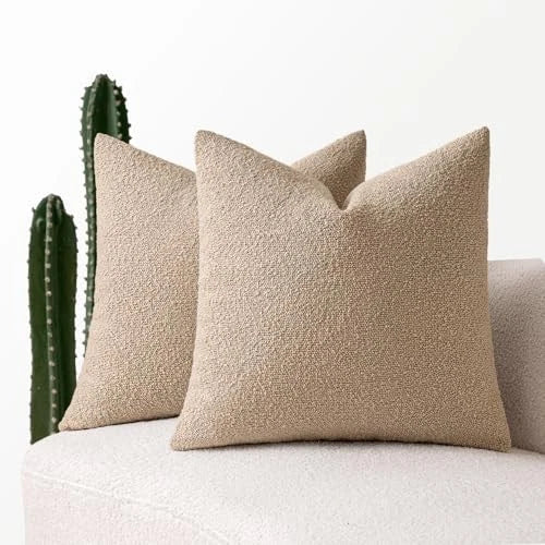 18x18 Inch Decorative Pillow Covers for Couch Bed 18" x 18" (Pack of 2) Khaki