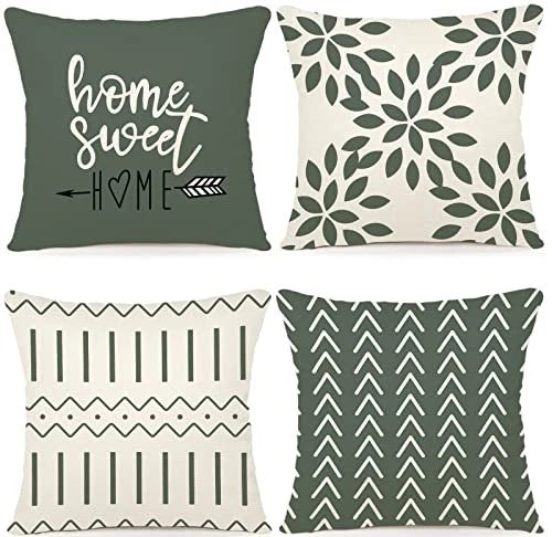 Pillow Covers 16x16 Set of 4, Modern Sofa 16" x 16" (Pack of 4) Aqua Green
