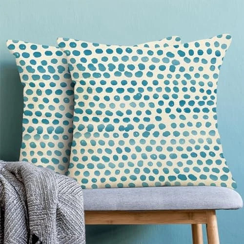 Teal Pillow Covers 22x22 Inch Set of 2 22" x 22" (Pack of 2) Teal Polka Dots
