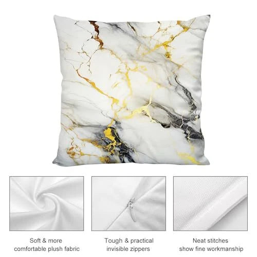 Marble Throw Pillows Covers 18"x18" Set of 2 18" x 18" (Pack of 2) Black Gold