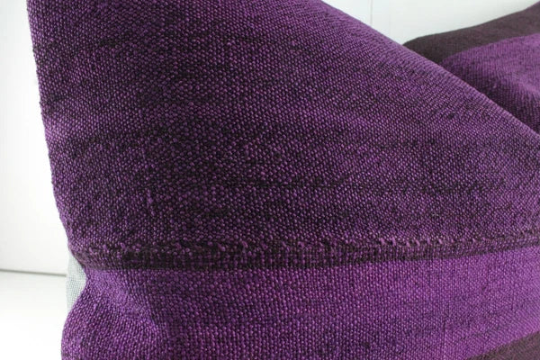 Decorative Turkish Kilim Lumbar Pillow Cover 16x23 Purple Kilim Sofa Cushion