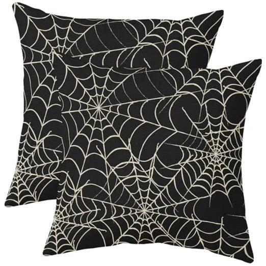 Halloween Spiderweb Pillow Covers 22x22 Set of 2 22" x 22" (Pack of 2) Black