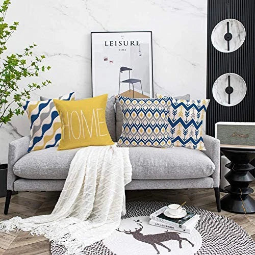 Fukeen Set of 4 Throw Pillow Covers Modern 18" x 18" (Pack of 4) Home Geometric