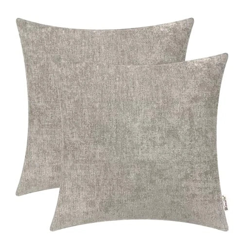 Throw Pillow Covers 22x22 Inches - Chenille Pillow 22" x 22" (Pack of 2) Taupe